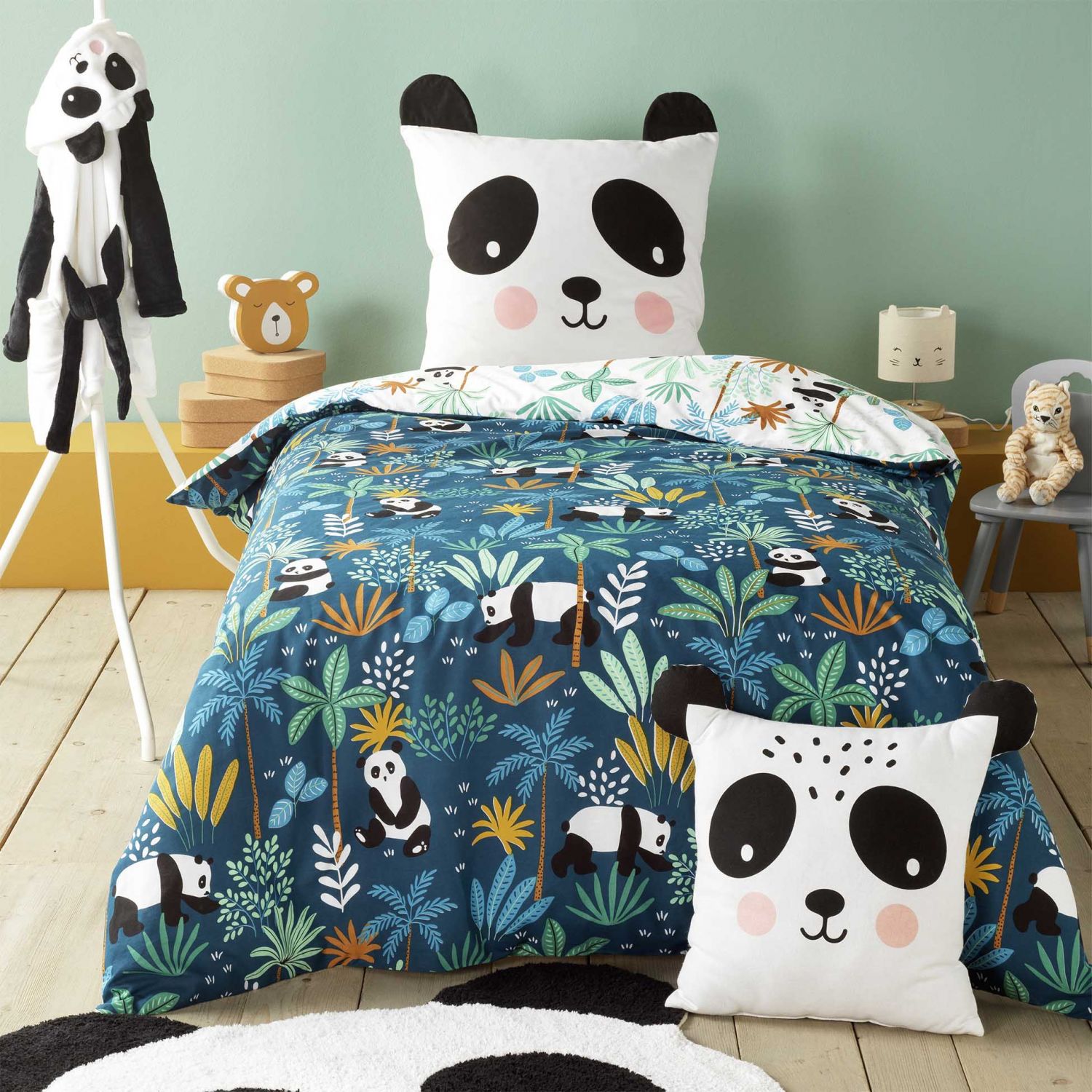 Panda garden blue parure housse de couette 115x145 [lit bébé] 15449 -  Conforama