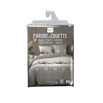 Housse de couette - 240 X 220 cm + taies - 57 fils - Chalet de montagne