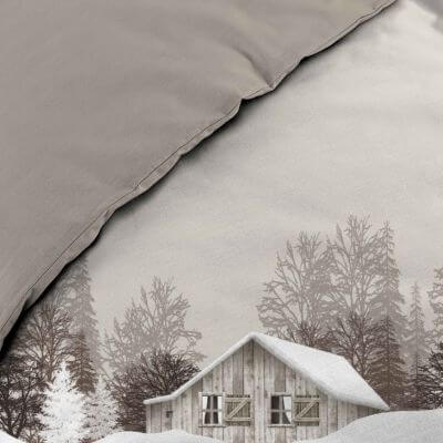 Housse de couette - 240 X 220 cm + taies - 57 fils - Chalet de montagne