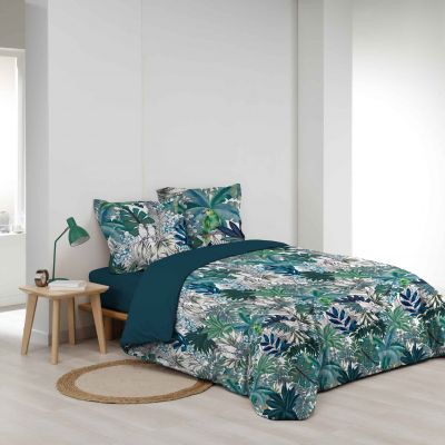 Housse de couette - 260 X 240 cm + taies - Percale 78 fils - Perrroquets et inséparables