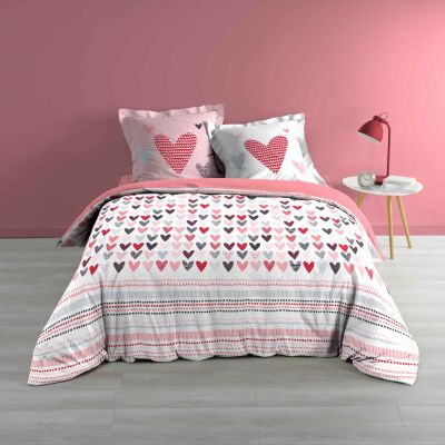 Housse de couette - 200 x 200 cm + taies - Coeurs