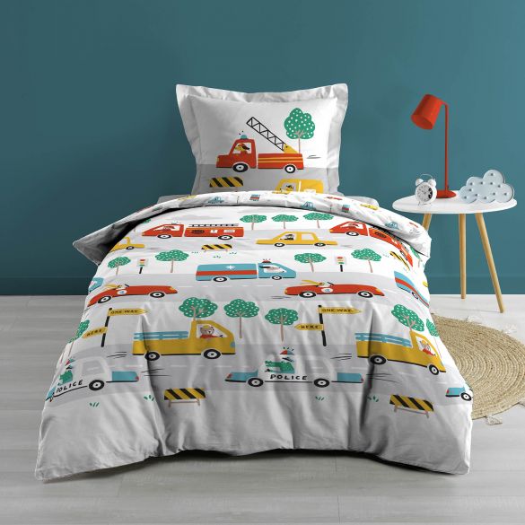 Housse de couette 140 x 200 cm + taie - Voitures Housse de couette 140 x 200 cm + taie - Voitures