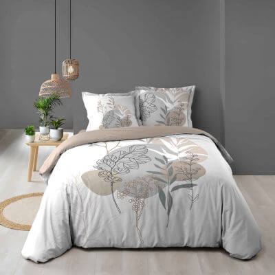 Housse de couette 220x240 beige en coton COTON