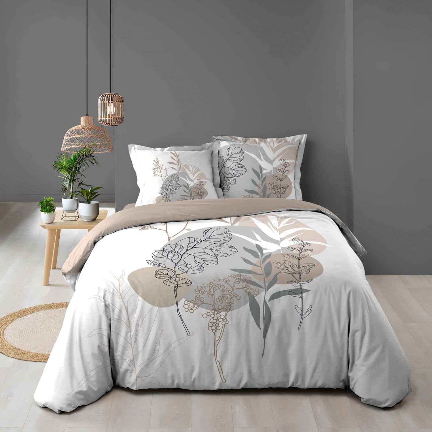 Housse de couette blanc 240 x 220 cm - 100% coton - 57 fils-cm²