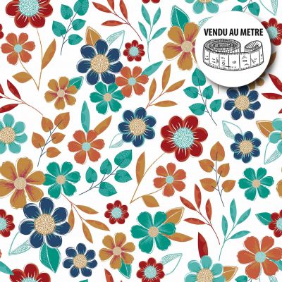 Toile cirée au mètre - Largeur 140 cm - Belles fleurs colorées
