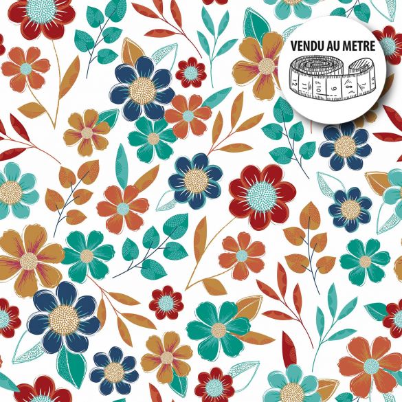 Toile cirée au mètre - Largeur 140 cm - Belles fleurs colorées Toile cirée au mètre - Largeur 140 cm - Belles fleurs colorées
