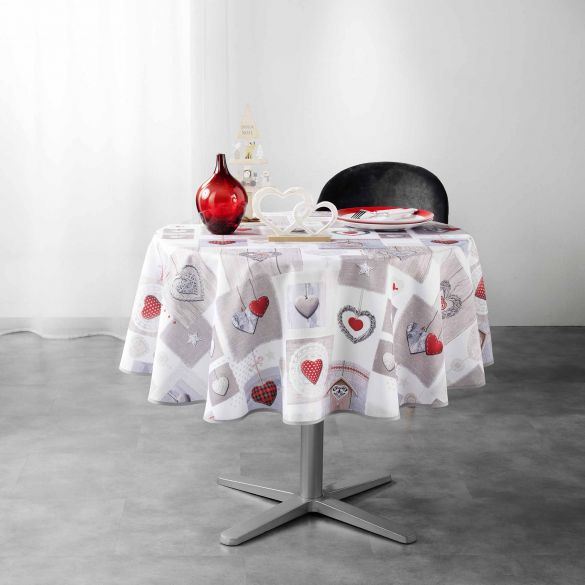 Nappe antitache ronde - Diamètre 180 cm - Coeurs et étoiles Nappe antitache ronde - Diamètre 180 cm - Coeurs et étoiles