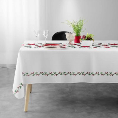 Nappe antitache rectangulaire - 150 x 240 cm - Pommes de pin et étoiles de Noël 