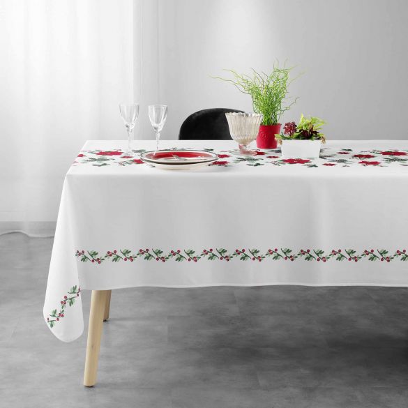 Nappe antitache rectangulaire - 150 x 240 cm - Pommes de pin et étoiles de Noël 