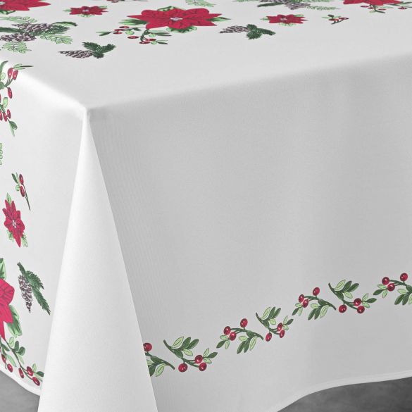 Nappe antitache rectangulaire - 150 x 240 cm - Pommes de pin et étoiles de Noël 