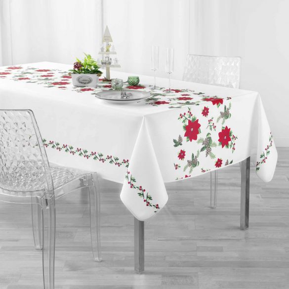 Nappe antitache rectangulaire - 150 x 240 cm - Pommes de pin et étoiles de Noël 