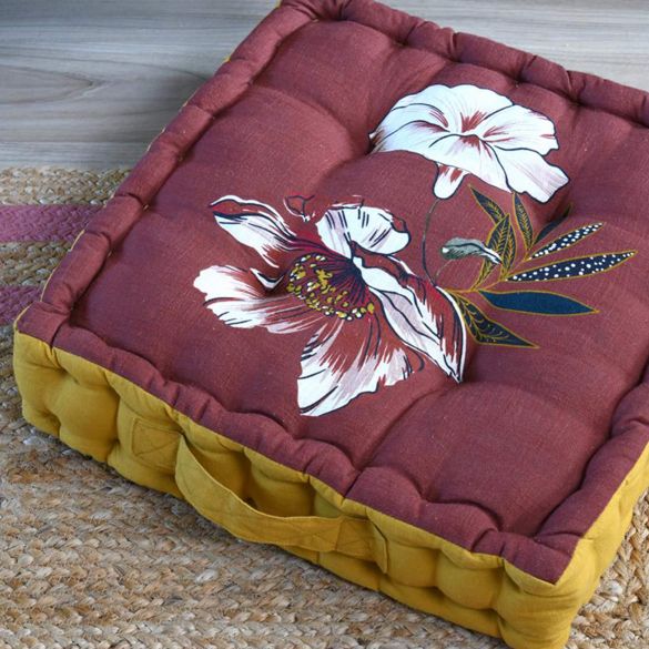 Coussin de sol 45 x 45 cm - Motif floral