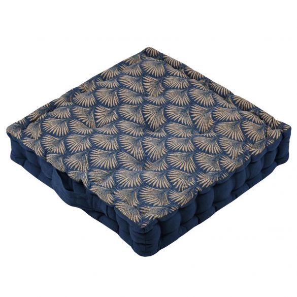 Coussin de sol 40 x 40 cm - Feuillage éventail - Marine Coussin de sol 40 x 40 cm - Feuillage éventail - Marine