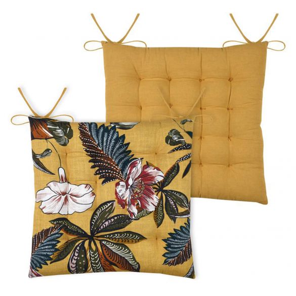 Galette de chaise - 38 x 38 cm - Motif floral Galette de chaise - 38 x 38 cm - Motif floral