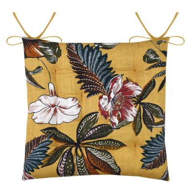 Galette de chaise - 38 x 38 cm - Motif floral