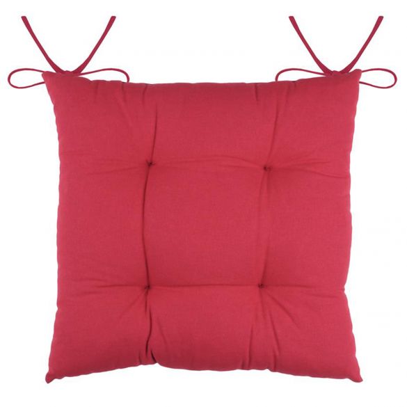 Galette de chaise déhoussable, rouge, 40x40cm, 100% microfibre, attache à  lacets - Conforama