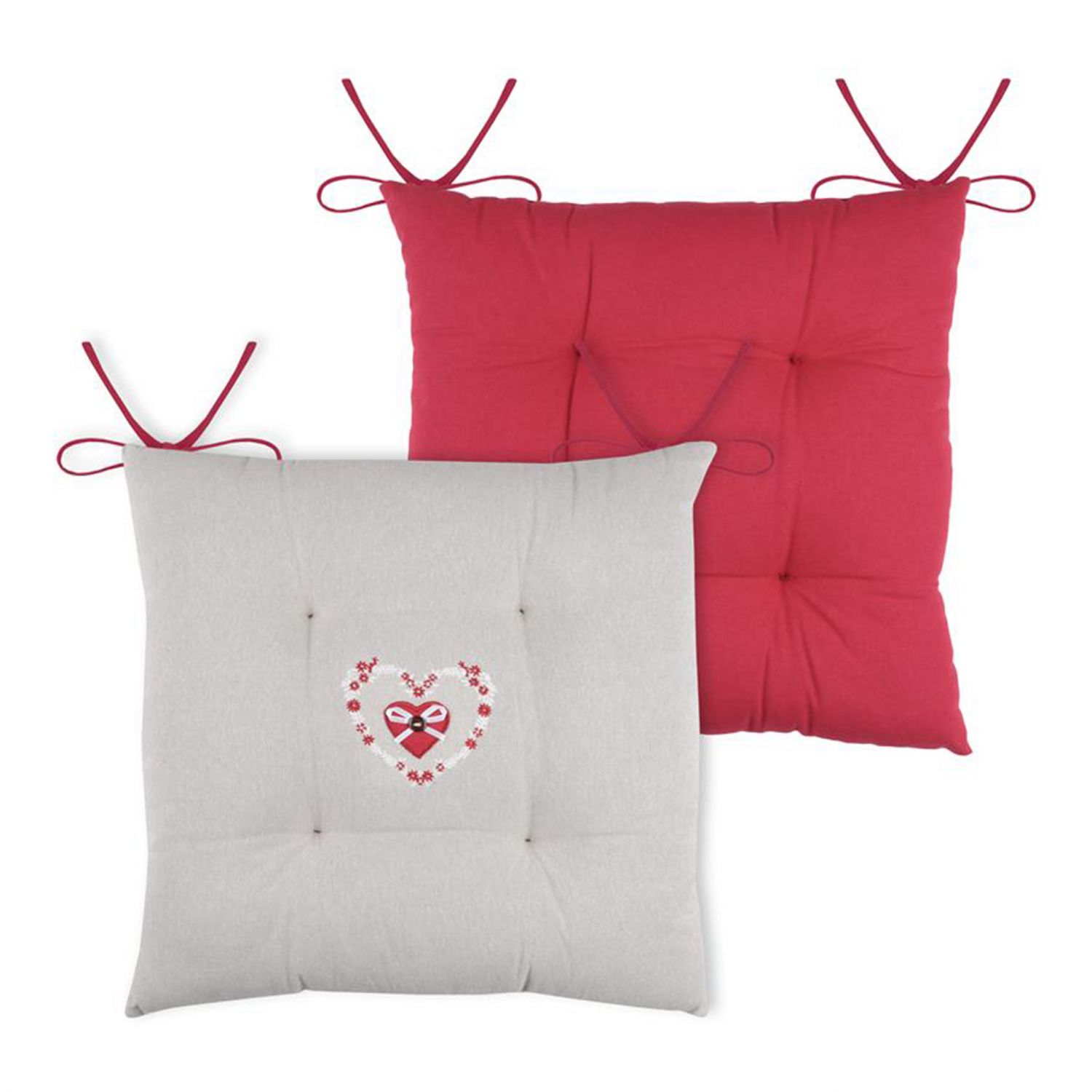 Coussin de chaise rond uni rouge diamètre 40 cm