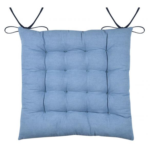 Galette de chaise - 38 x 38 cm - Feuillage bleu