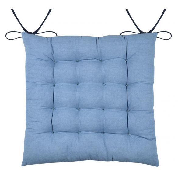 Lot de 2 galettes de chaise en coton bleu orage Ø38cm - RETIF