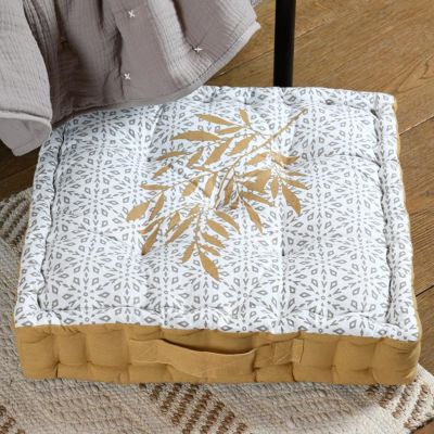 Coussin de sol 45 x 45 cm - Feuilles et motifs graphiques