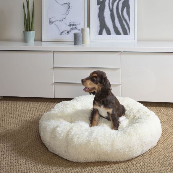 Coussin à poils longs pour chien - Diamètre 75cm