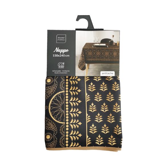 Nappe antitache rectangulaire - 150 x 240 cm -Motifs graphiques or