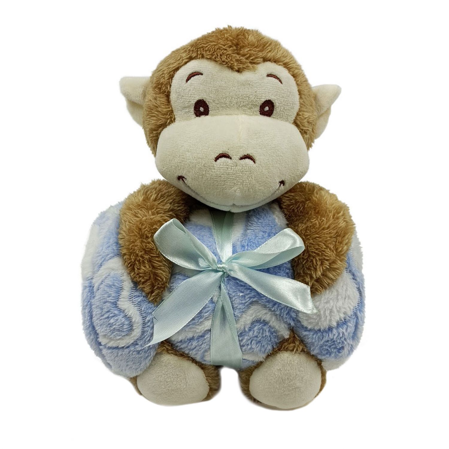 Peluche Singe et plaid motifs coeurs pour enfant