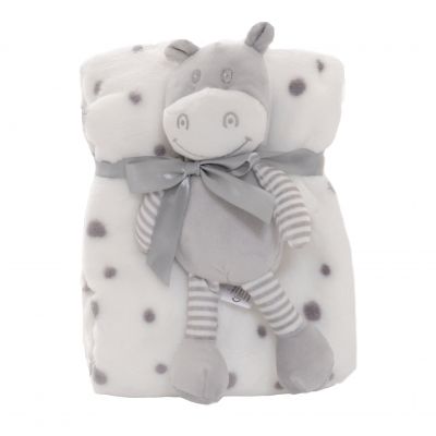 Peluche Hippopotame et plaid pour enfant