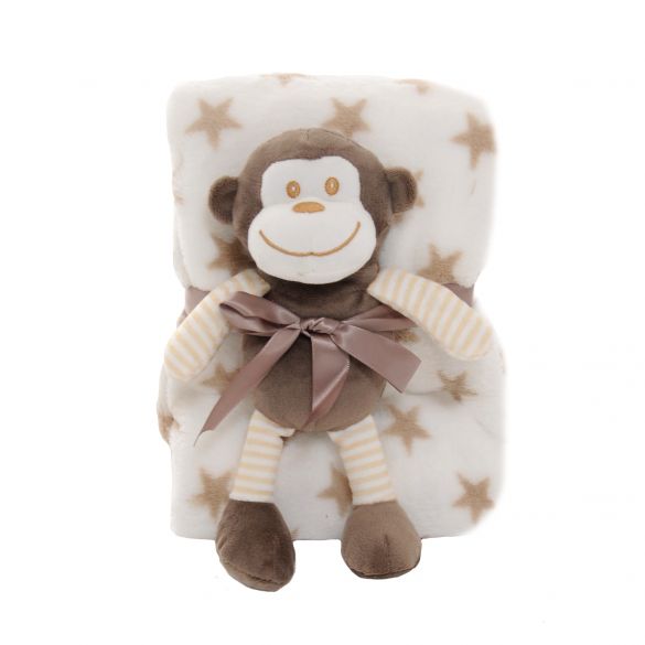 Peluche Singe et plaid pour enfant