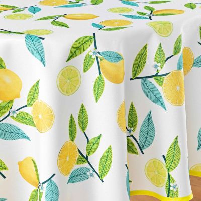 Nappe antitache ronde - Diamètre 180 cm - Citrons