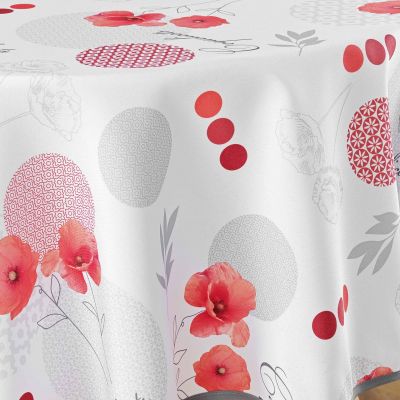 Nappe antitache ronde - Diamètre 180 cm - Coquelicots