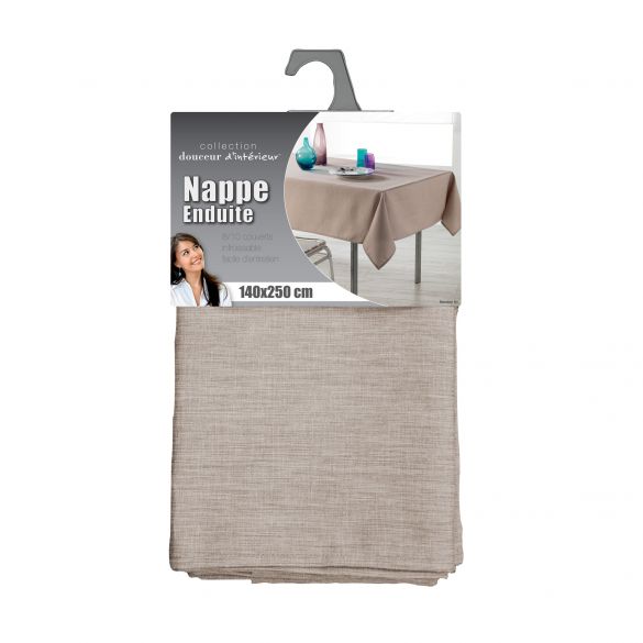 Nappe enduite rectangulaire - 140 x 250 cm - Uni - Plusieurs coloris disponibles