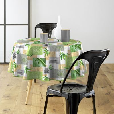 Toile cirée motif grandes feuilles tropicales ronde