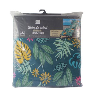 Matelas bain de soleil - 64x190 cm - Déperlant - Feuillage tropical