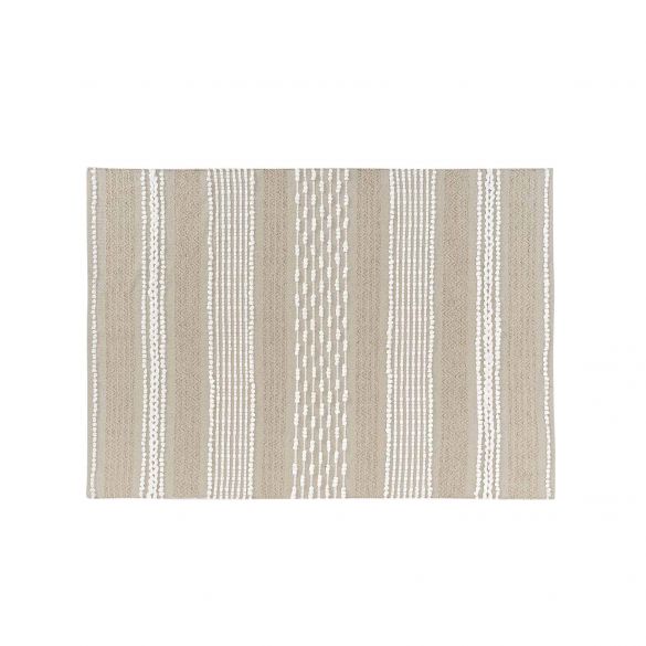 Tapis déco - 120x170 cm - Naturel & Blanc avec fils métallisés