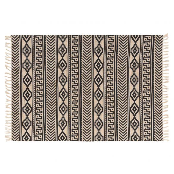 Tapis déco en jute avec franges - 120x170 cm - Motifs graphiques