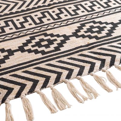 Tapis déco en jute avec franges - 120x170 cm - Motifs graphiques