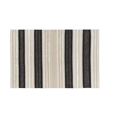 Tapis déco - 120x170 cm - Naturel, Noir & Blanc avec fils métallisés