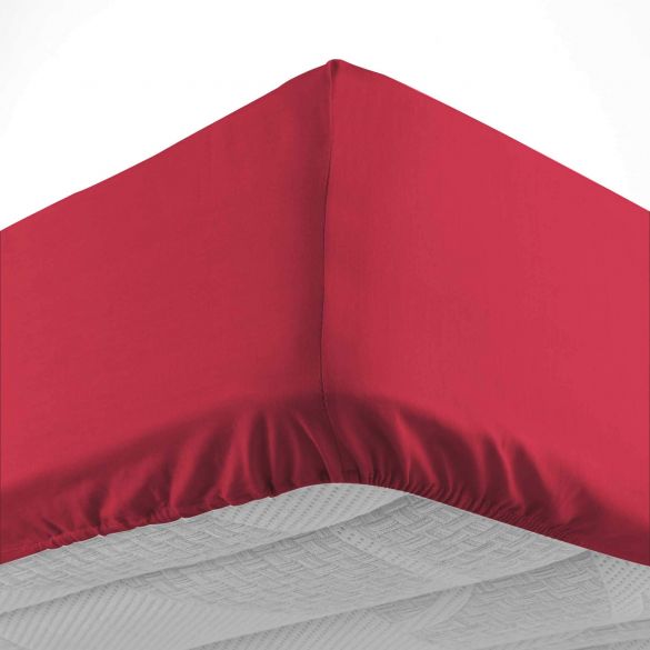 Drap housse 160x200 cm - Bonnet 30 cm - 100% coton Bordeaux