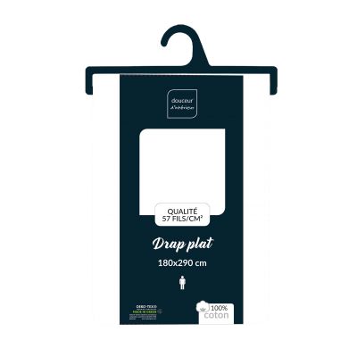 Drap plat 1 personne - 180x290 cm - 100% coton