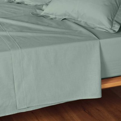 Drap Plat 2 Personnes en Coton Vert céladon 240x290 cm - Parures de lit -  Décomania