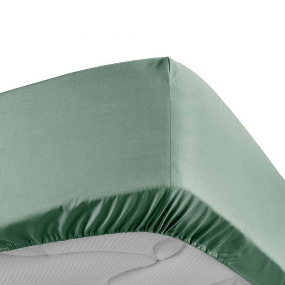 Drap housse 100% satin de coton 120 fils/cm2 lit deux personnes - Bonnet 30  cm