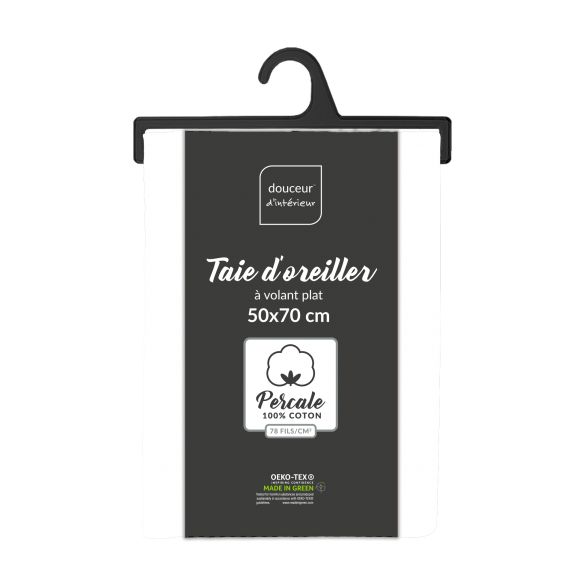 Taie d'oreiller rectangle 50x70 cm - Percale 100% coton