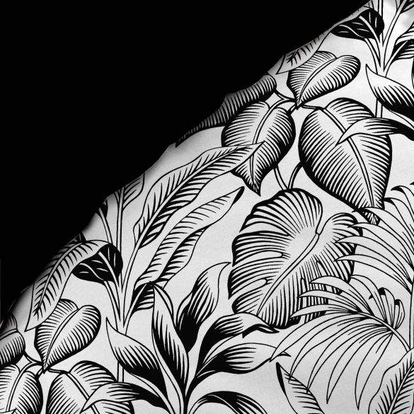 Housse de couette 240x260 cm + taies - Percale - Feuillage tropical noir et blanc