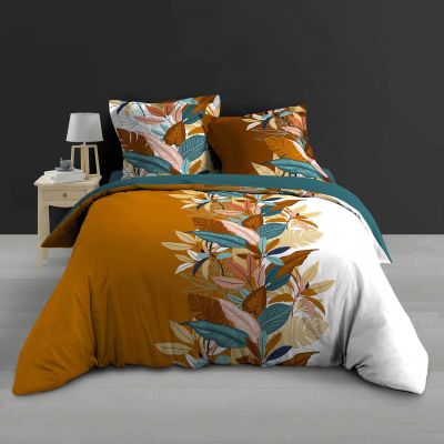 Housse de couette 220x240 cm + taies - Percale - Feuillage coloré