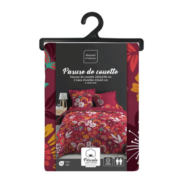 Housse de couette 240x260 cm + taies - Percale - Fleurs