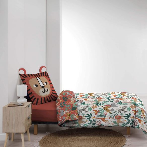 Housse de Couette Coton Réversible LION Rouge