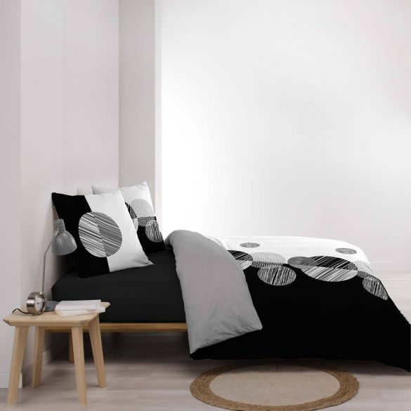 Housse de couette 220x240 cm + taies - Ronds noir et blanc