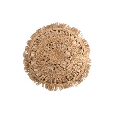 Coussin rond déhoussable en jute - 40 cm - Ajouré