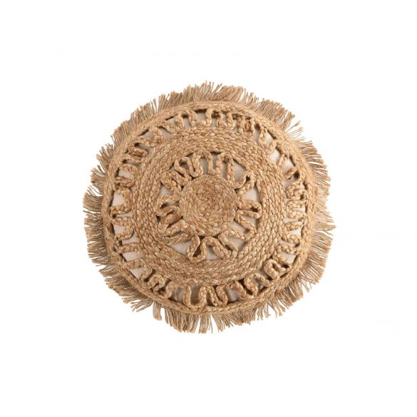 Coussin rond déhoussable en jute - 40 cm - Ajouré Coussin rond déhoussable en jute - 40 cm - Ajouré